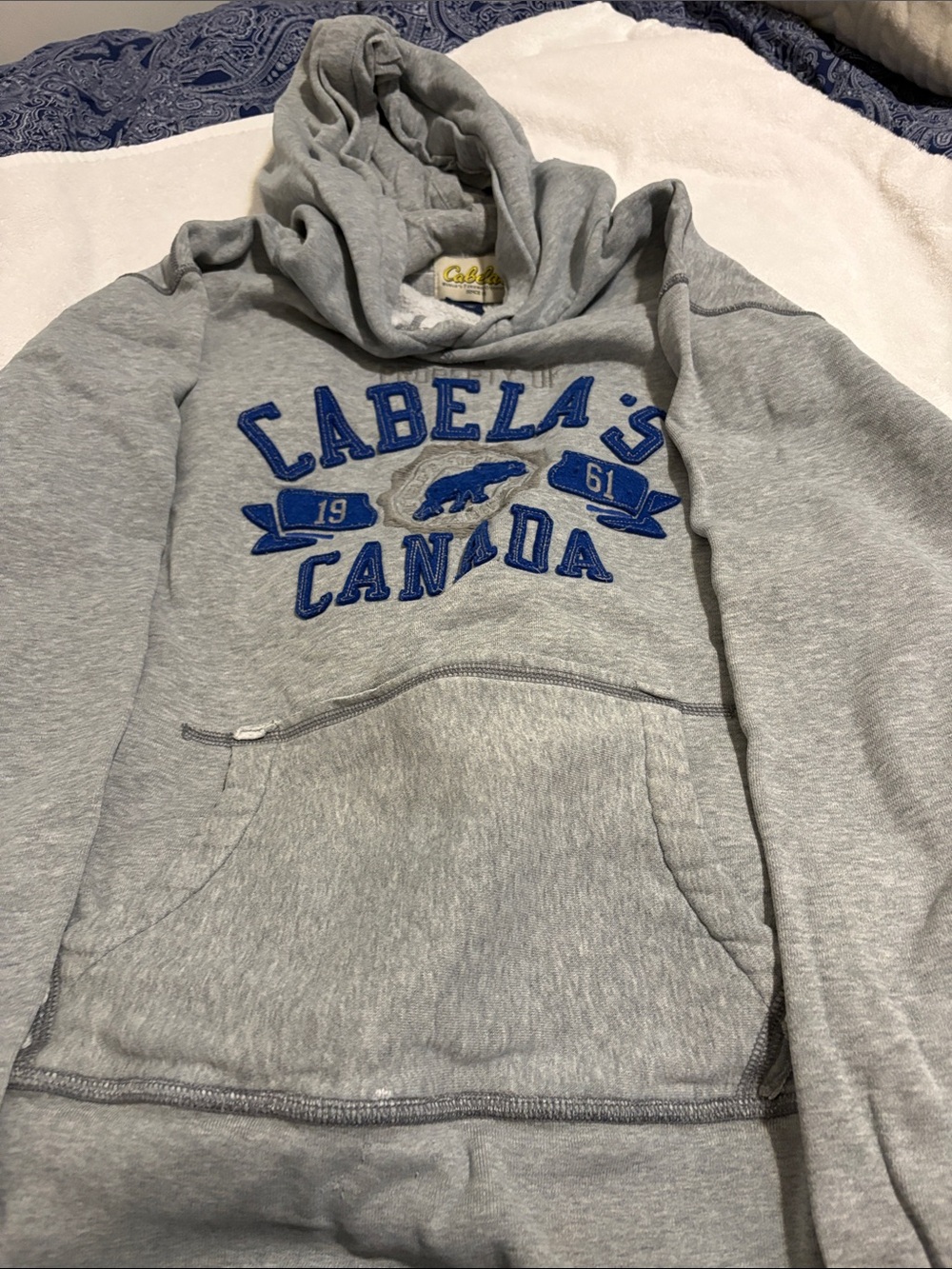 Cabela's Gray Hoodie with Blue Canada Applique